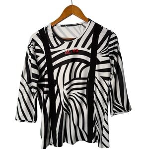 Adidas Y-3 Roland Garros 3/4 sleeve Yohji Yamamoto Zebra Print Tennis Women M